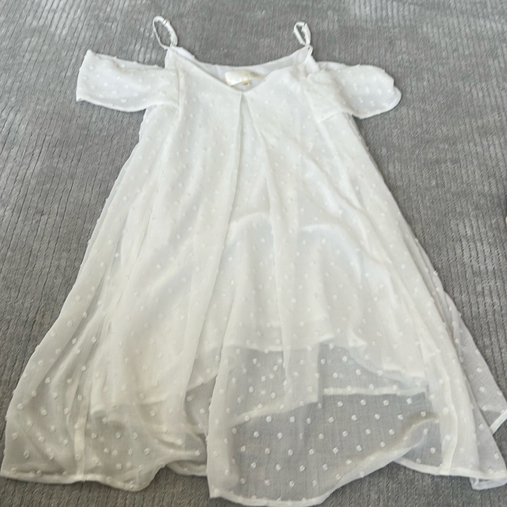 JOA Los Angeles clip dot white dress